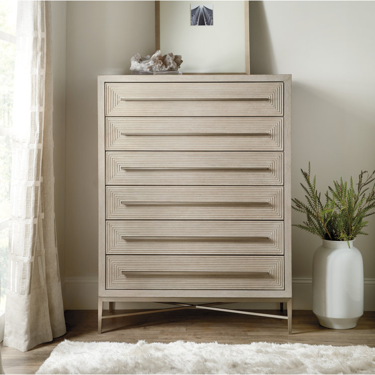 Cascade 6-Drawer Light Wood Dresser in Gray with Soft Close and Levelers