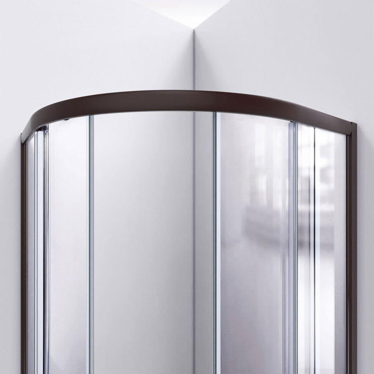 Prime 36" Oil Rubbed Bronze Semi-Frameless Frosted Glass Sliding Shower Enclosure