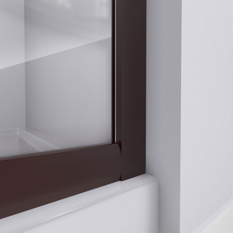 Prime 36" Oil Rubbed Bronze Semi-Frameless Frosted Glass Sliding Shower Enclosure