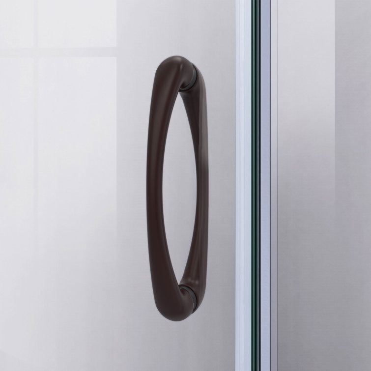Prime 33" Frosted Glass Sliding Shower Enclosure with Oil Rubbed Bronze Frame