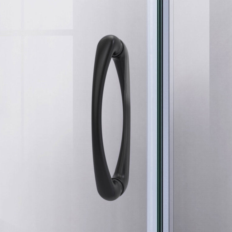 Prime 36" Matte Black Semi-Frameless Sliding Shower Enclosure with Base