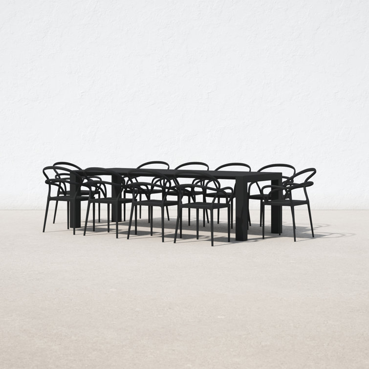 Mila Extendable Black Resin 11-Piece Outdoor Dining Set