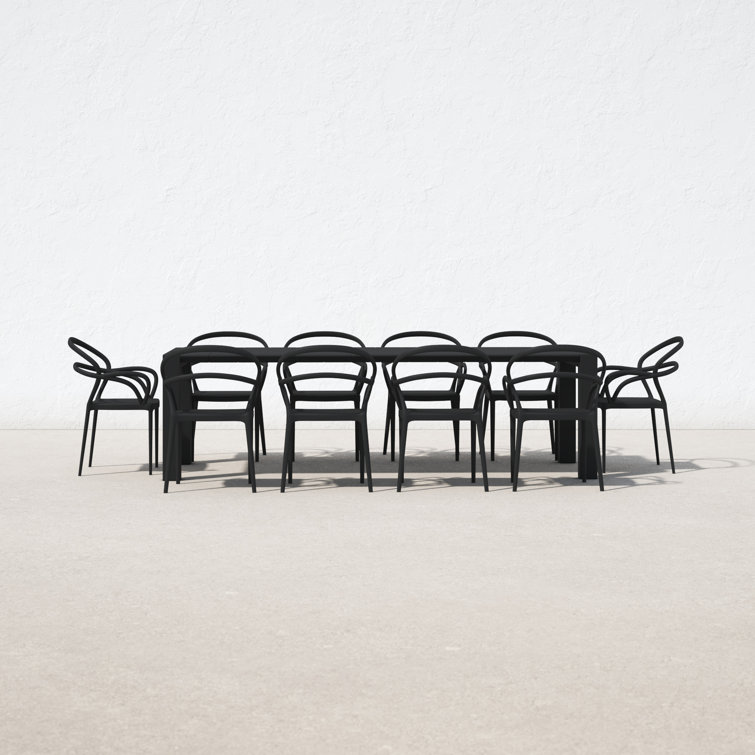 Mila Extendable Black Resin 11-Piece Outdoor Dining Set