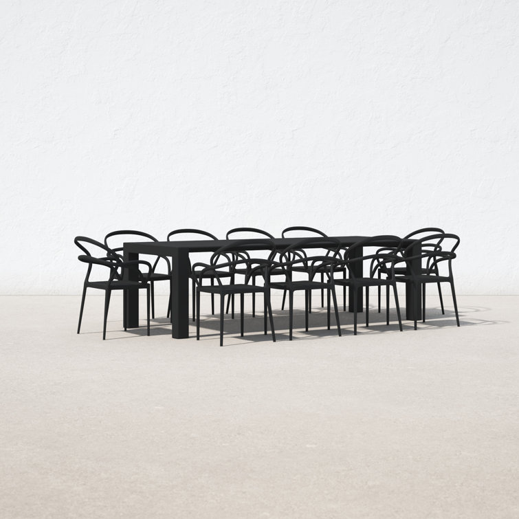 Mila Extendable Black Resin 11-Piece Outdoor Dining Set