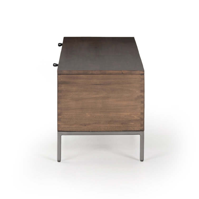 Auburn Poplar 58'' Storage Trunk with Black Leather Accents