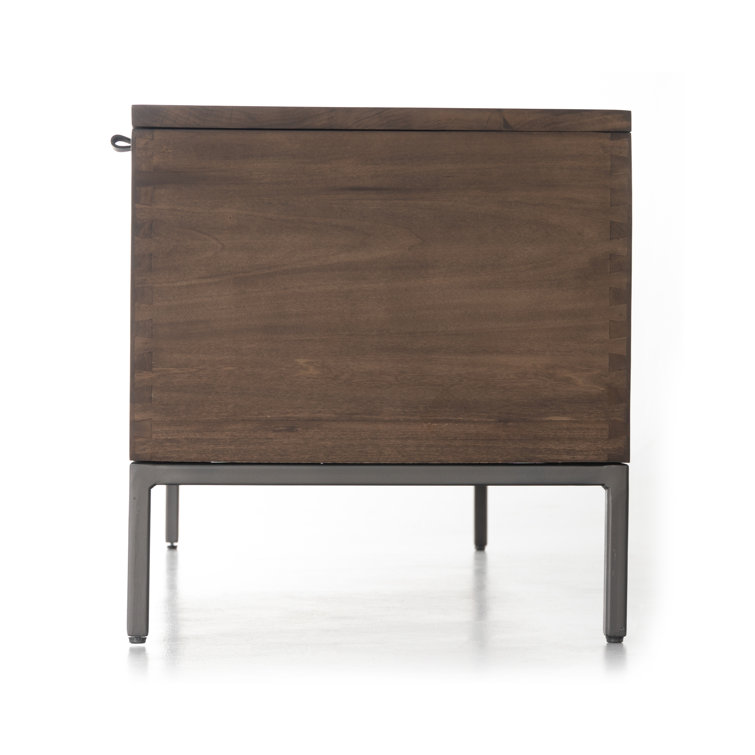 Auburn Poplar 58'' Storage Trunk with Black Leather Accents