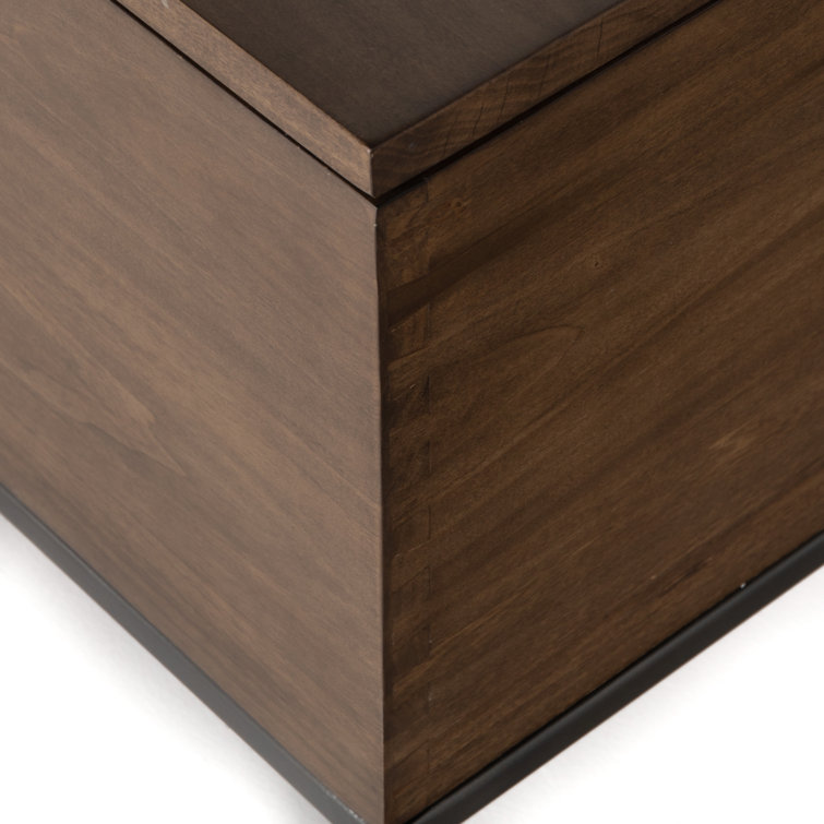 Auburn Poplar 58'' Storage Trunk with Black Leather Accents