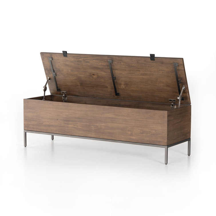 Auburn Poplar 58'' Storage Trunk with Black Leather Accents