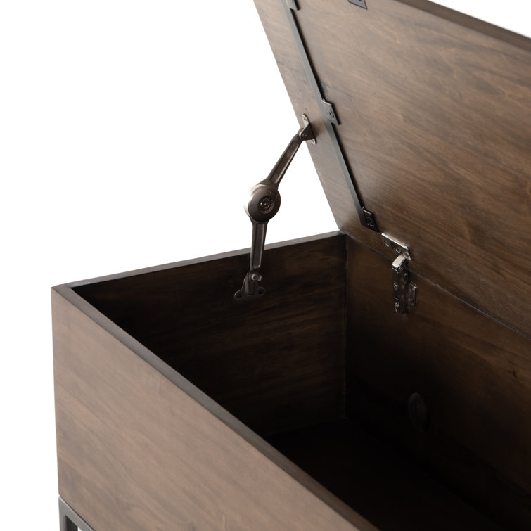 Auburn Poplar 58'' Storage Trunk with Black Leather Accents