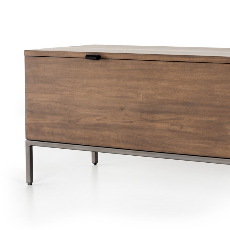 Auburn Poplar 58'' Storage Trunk with Black Leather Accents