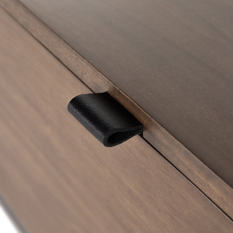 Auburn Poplar 58'' Storage Trunk with Black Leather Accents