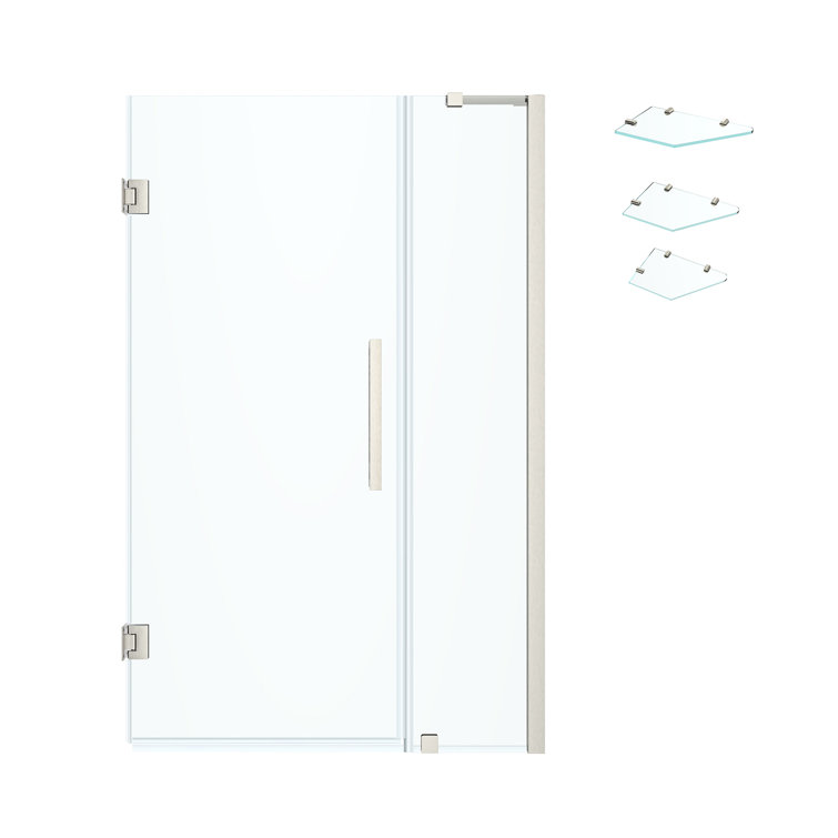 Tampa-Pro 45" Satin Nickel Frameless Shower Kit with Clear Glass Panels