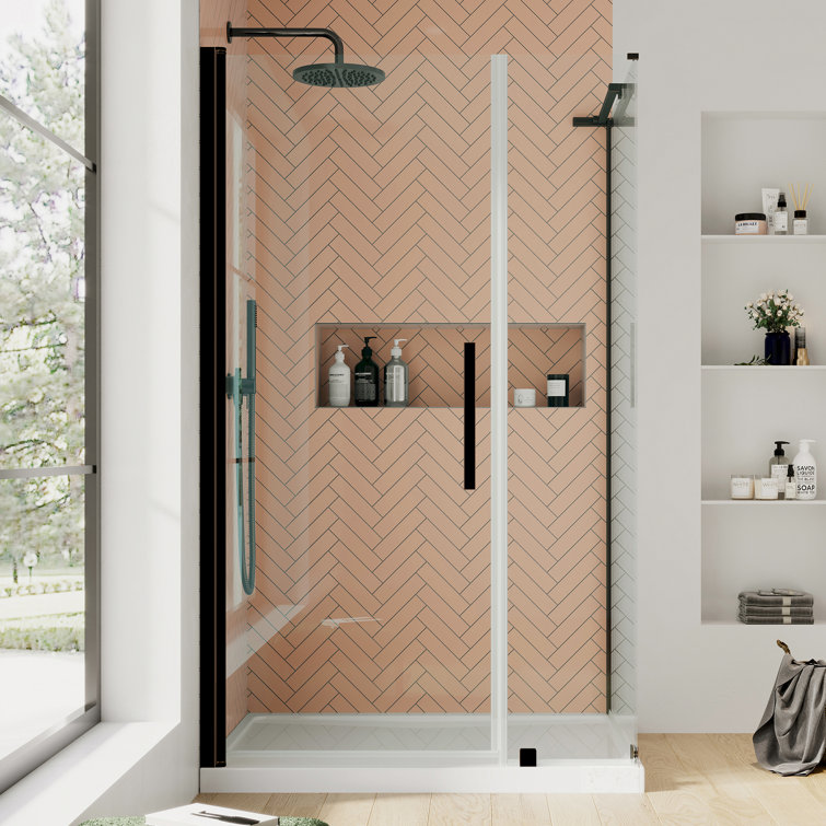 Pasadena 48" Oil Rubbed Bronze Frameless Corner Shower Kit with Acrylic Base