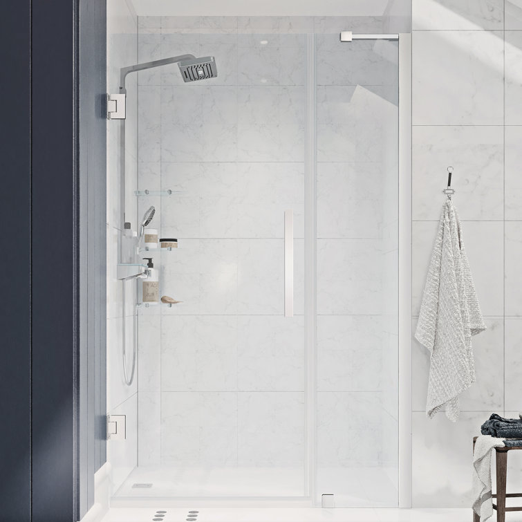 Tampa-Pro 45" x 72" Frameless Chrome Shower Kit with Shelves