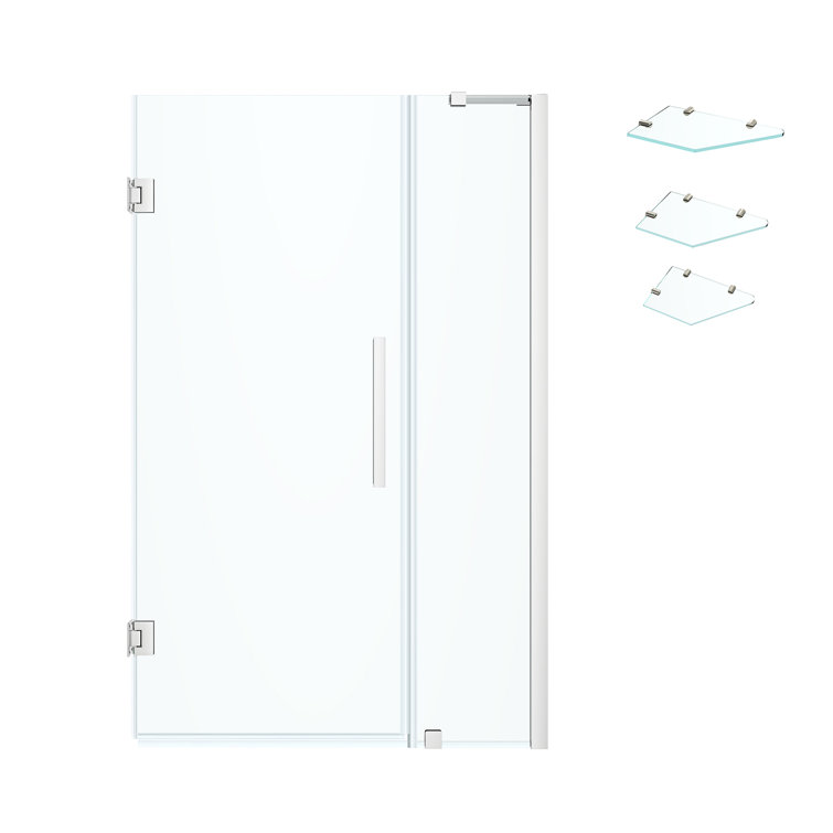 Tampa-Pro 45" x 72" Frameless Chrome Shower Kit with Shelves