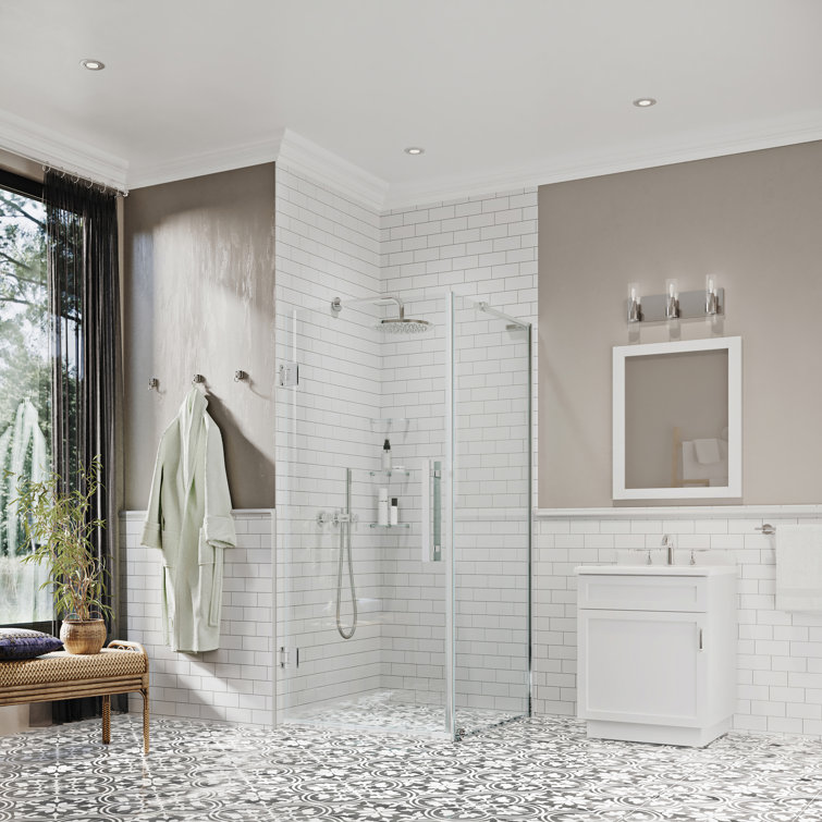 Chrome Frameless Corner Shower Kit with Tempered Glass Panels