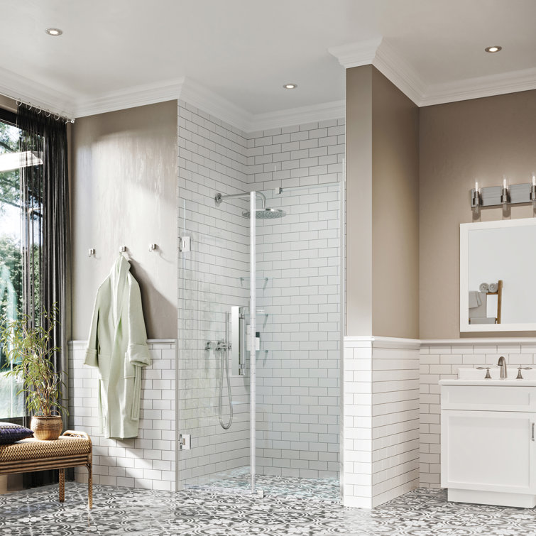 Tampa-Pro 58" x 72" Chrome Frameless Shower Kit with Shelves