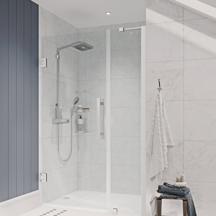 Tampa-Pro 45" x 72" Frameless Chrome Shower Kit with Shelves