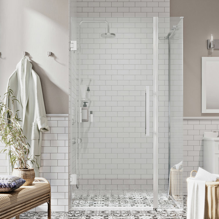 Modern Chrome Frameless Corner Shower Kit with Tempered Glass Panels