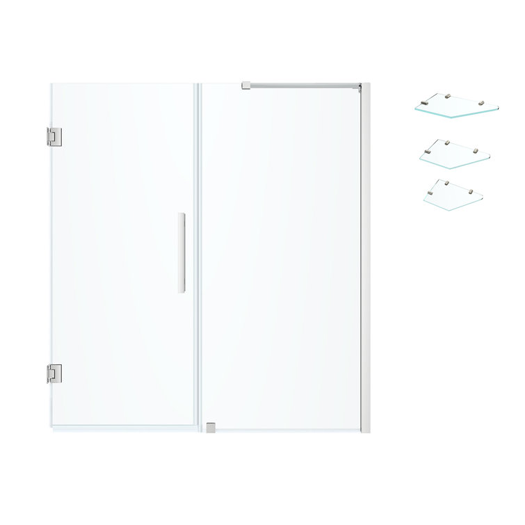 Tampa-Pro 58" x 72" Chrome Frameless Shower Kit with Shelves