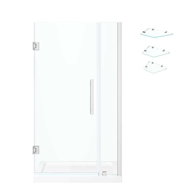 Endless Tampa-Pro 34" Chrome Frameless Shower Kit with Shelves