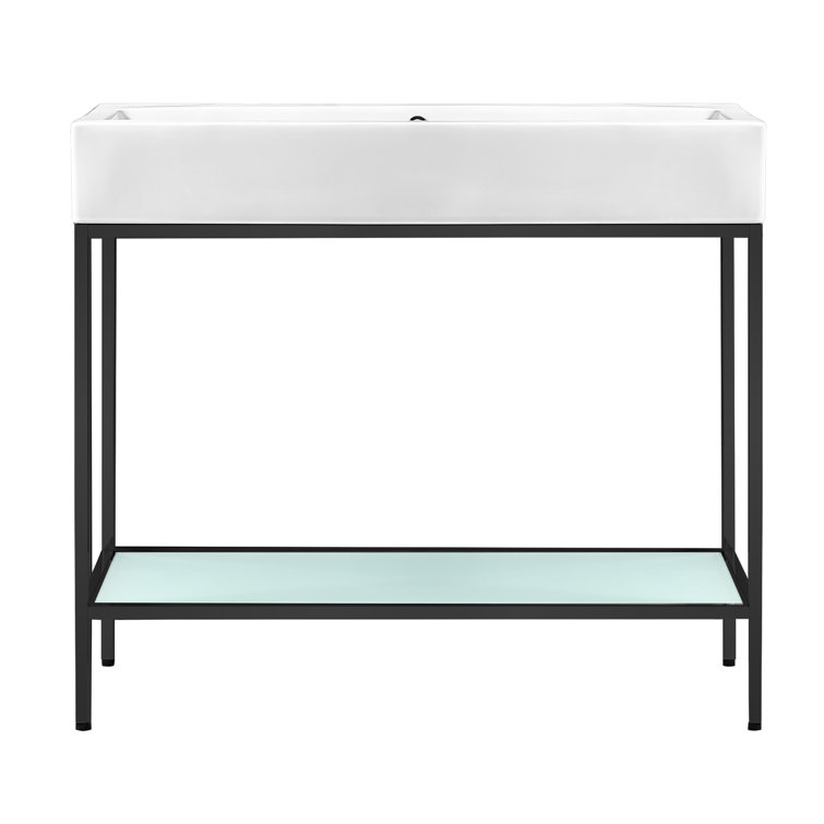 Pierre 32" Matte Black Metal Frame Freestanding Bathroom Vanity