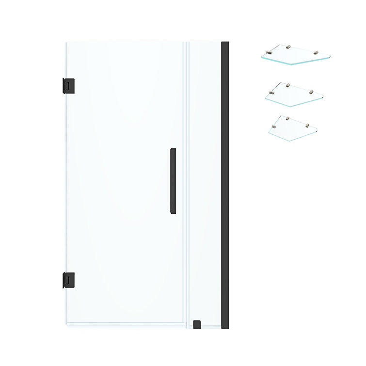 Endless Black Frameless Glass Rectangle Shower Kit with Shelves