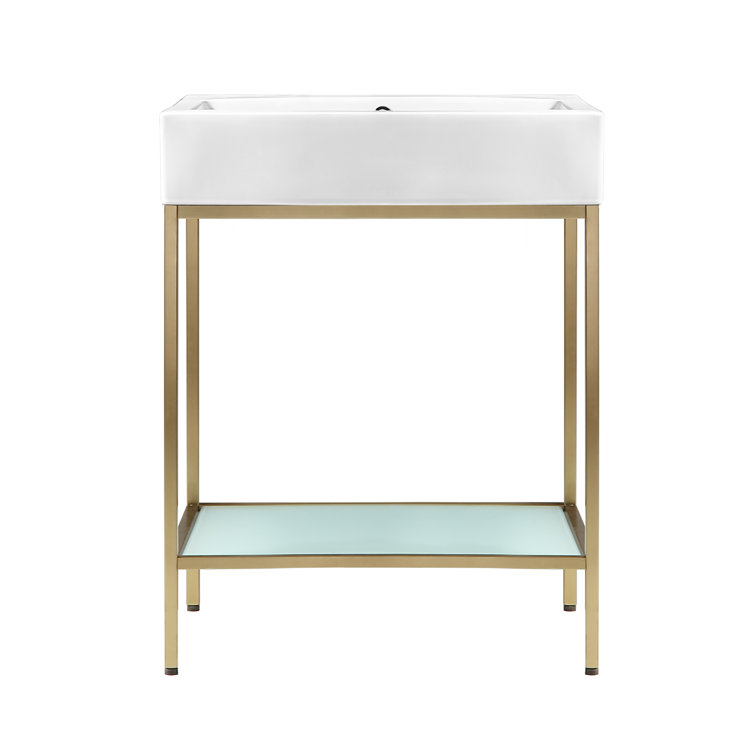 Pierre 40'' Gold Metal Frame Open Shelf Bathroom Vanity