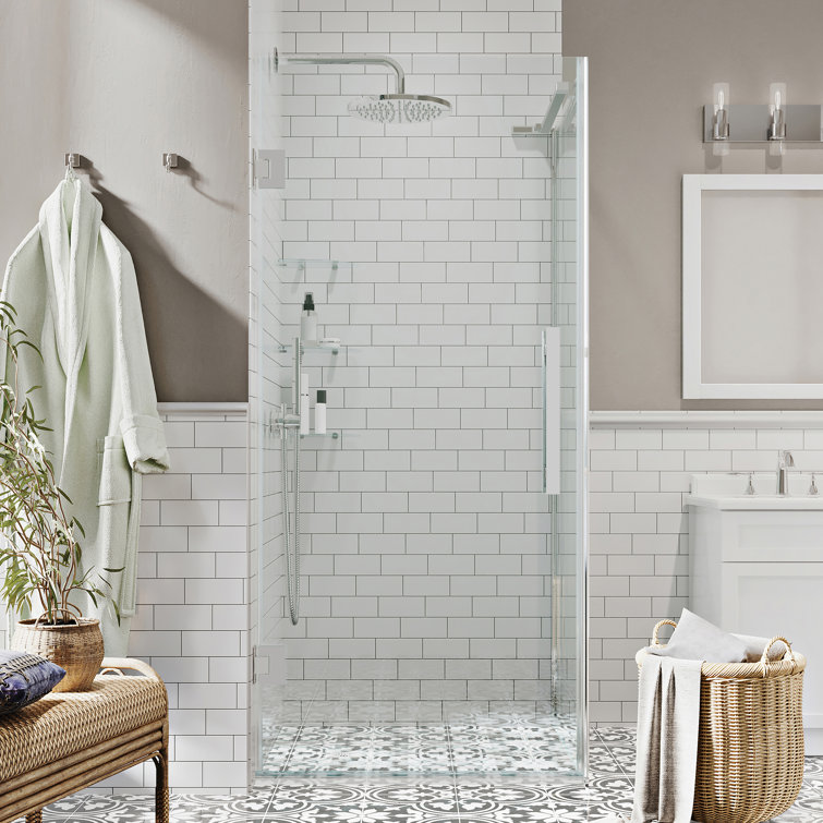 Chrome Frameless Corner Shower Kit with Tempered Glass Panels