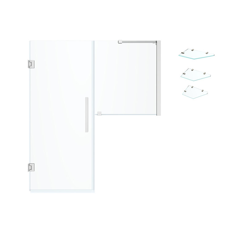 Tampa-Pro 55" x 72" Chrome Frameless Shower Kit with Shelves