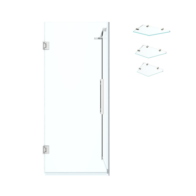 Tampa-Pro 23" x 72" Chrome Frameless Corner Shower Kit with Shelves