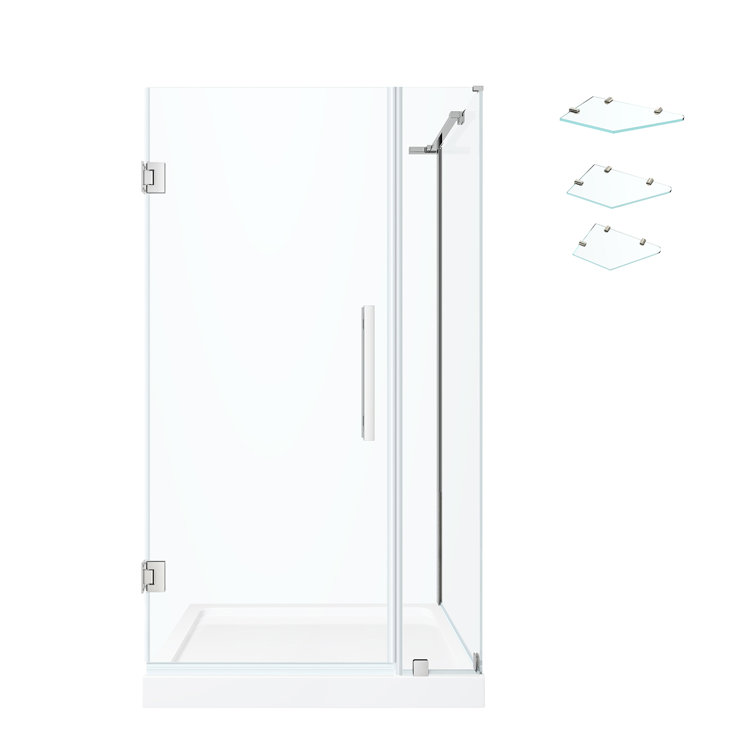 Tampa-Pro 36'' Chrome and Glass Frameless Shower Kit