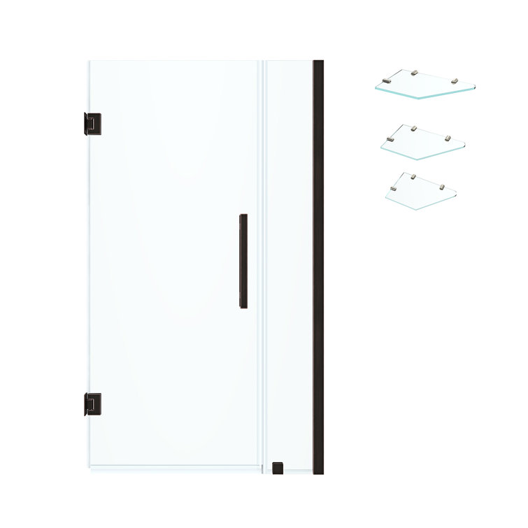 Tampa-Pro 41" Oil Rubbed Bronze Frameless Shower Kit with Shelves