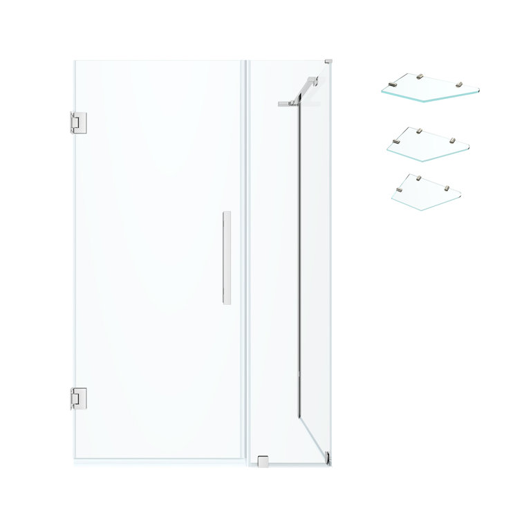 Nickel Frameless Corner Shower Kit with Tempered Glass Panels