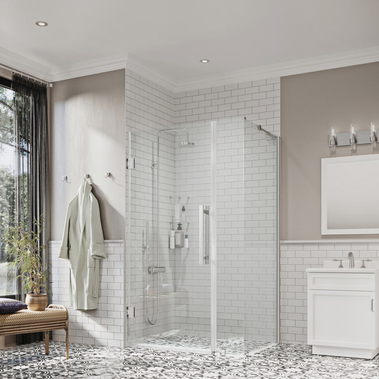Tampa-Pro 72" Frameless Corner Shower Enclosure with Chrome Finish