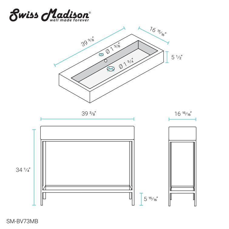 Pierre 40'' Gold Metal Frame Open Shelf Bathroom Vanity