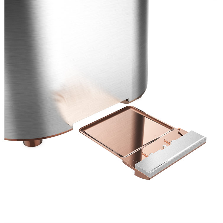 Stainless Steel 2-Slice Toaster with Copper Accents and Wide Slots