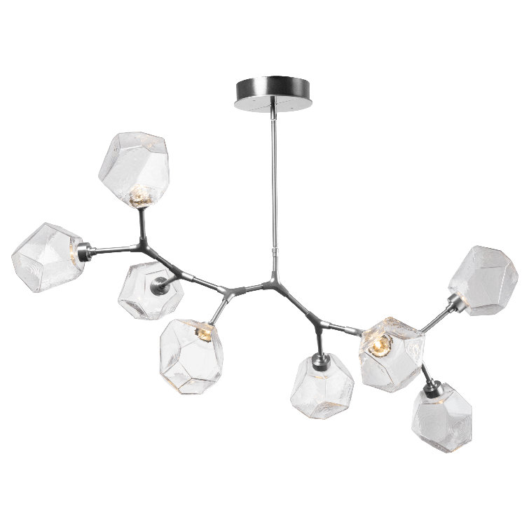 Black Crystal Branching Bubble Chandelier with Handblown Glass