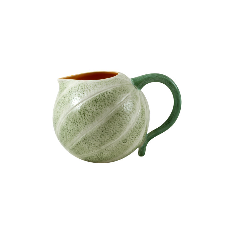 Green and White Melon Earthenware Pitcher