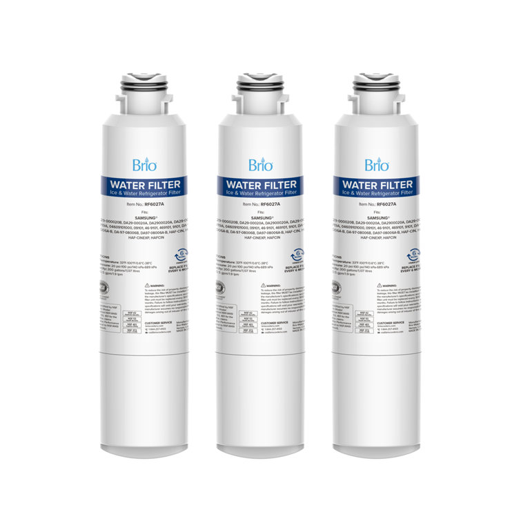Brio 7-Inch Replacement Refrigerator Water Filter, 3-Pack