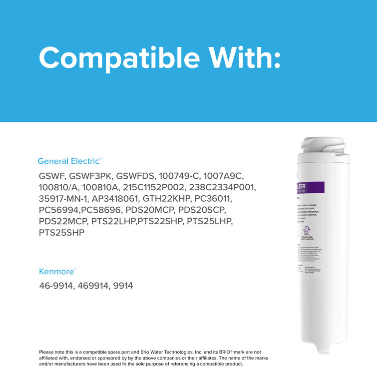 Brio White Refrigerator Water Filter Replacement Cartridge
