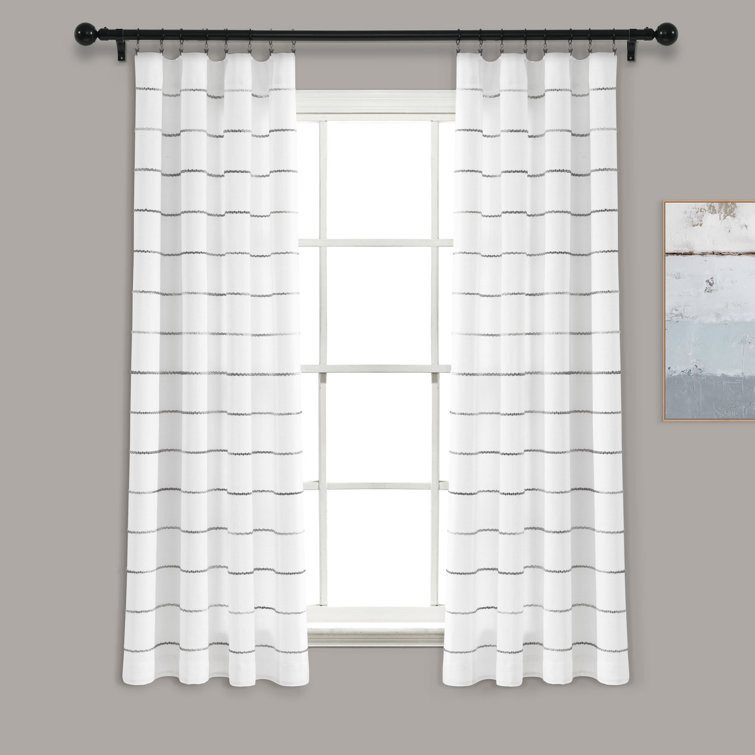 Gray Ombre Stripe Cotton Polyester Light-Filtering Curtains