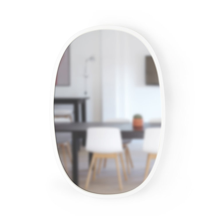 Modern Industrial Hub Oval Wall Mirror with Black Rubber Rim