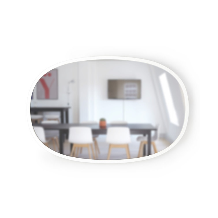 Modern Hub Oval Full-Length Wall Mirror with Grey Rubber Edge 38"x26"