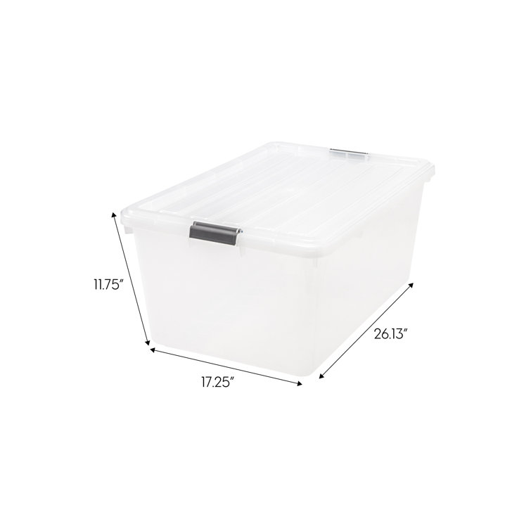 Clear Polypropylene Stackable Storage Bin with Latch Lid, 68 Quart