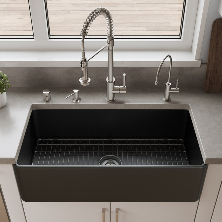 36'' Black Matte Fireclay Farmhouse Single Bowl Kitchen Sink