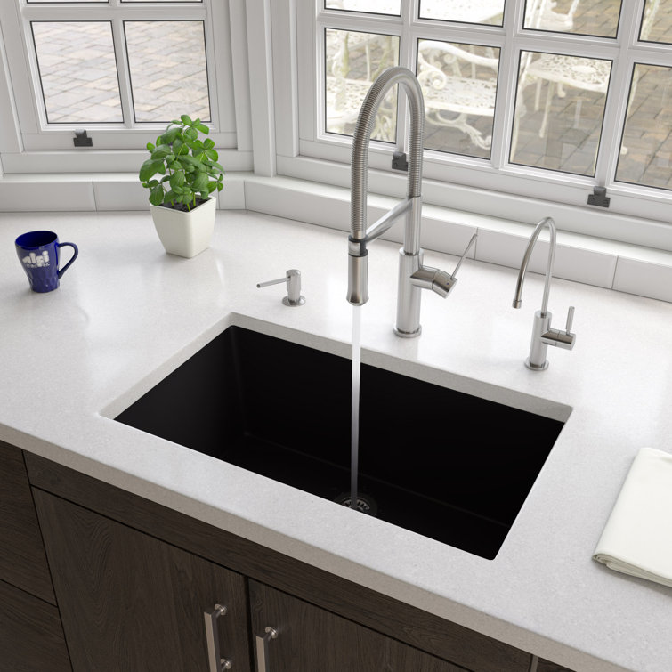 30'' Black Matte Fireclay Single Bowl Drop-In Kitchen Sink