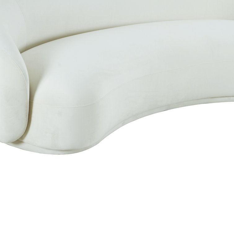 Luxe Cream Velvet Contemporary Sofa with Pine Wood Frame