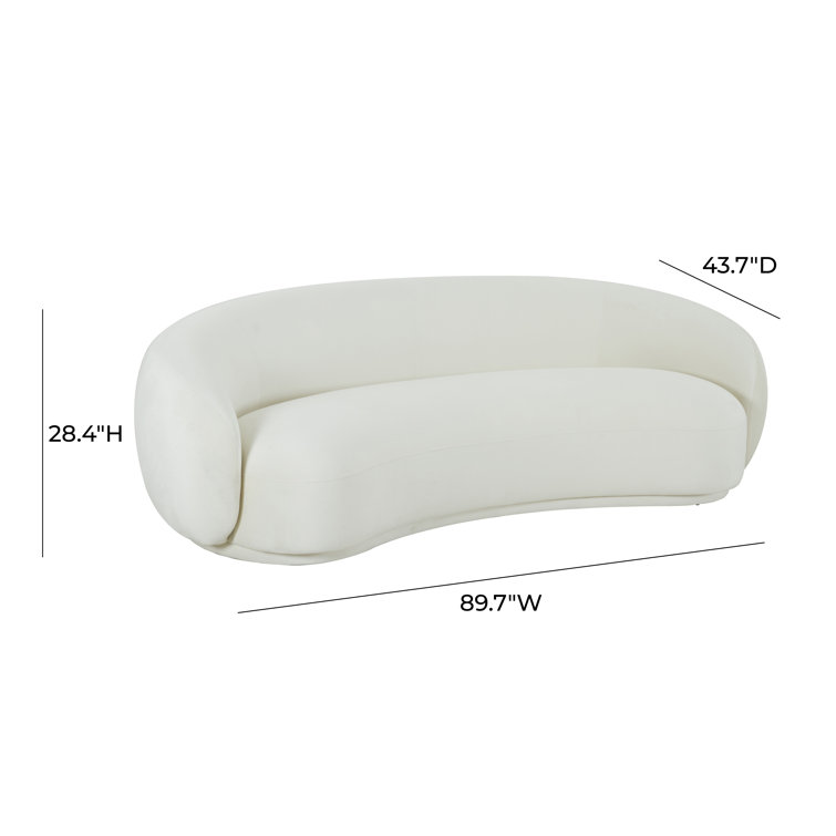 Luxe Cream Velvet Contemporary Sofa with Pine Wood Frame
