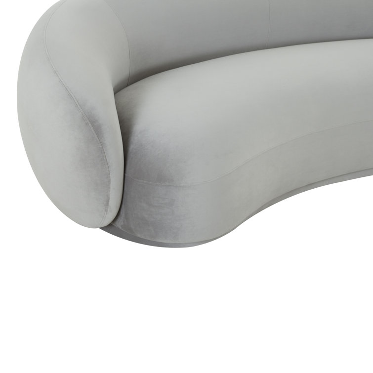 Kendall 90'' Light Gray Velvet Curved Sofa